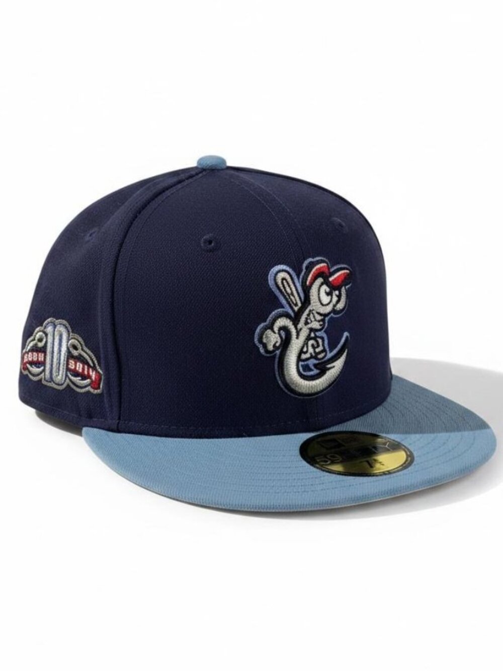 New Era 59Fifty Corpus Christi Hooks Fitted Hat 7 3/8 Navy Sky Blue MiLB Patch
